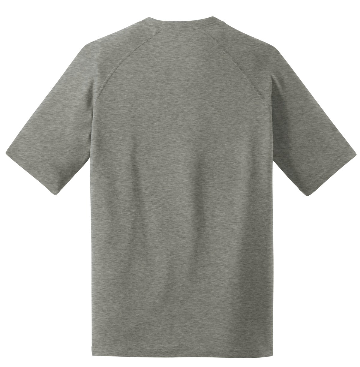 Rear View of Heather Grey Sport-Tek Ultimate Performance Crew. ST700