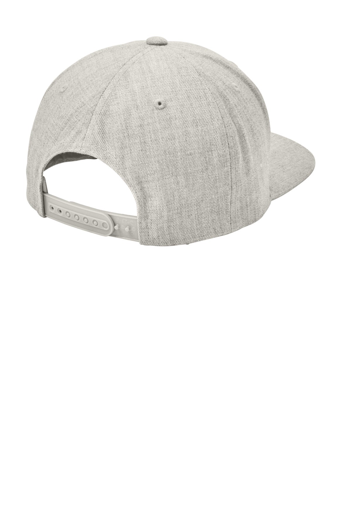 Rear View of Heather Grey Sport-Tek YP Classics Flat Bill Snapback Cap. STC19