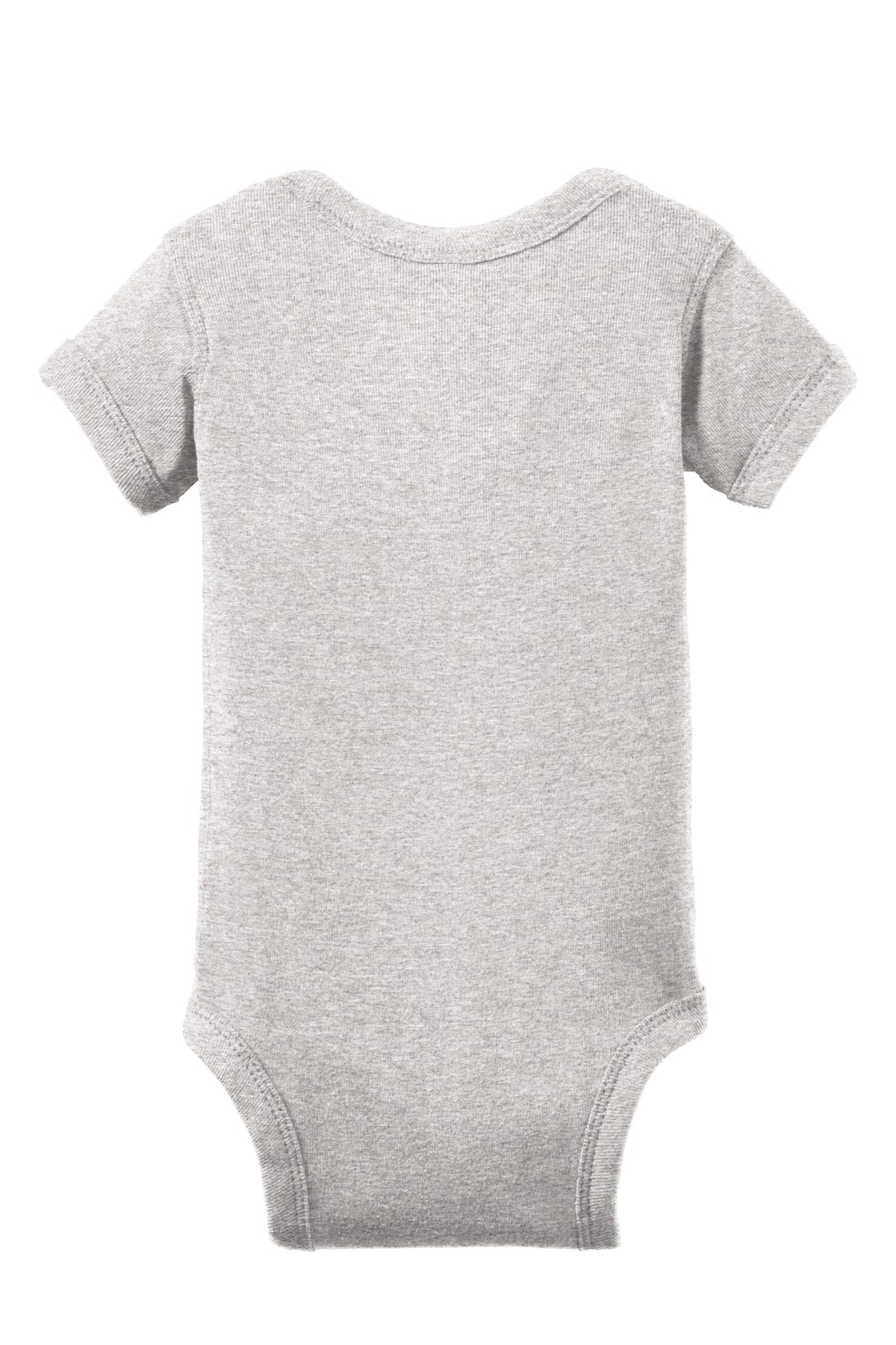 Rear View of Heather Rabbit Skins Infant Short Sleeve Baby Rib Bodysuit. RS4400