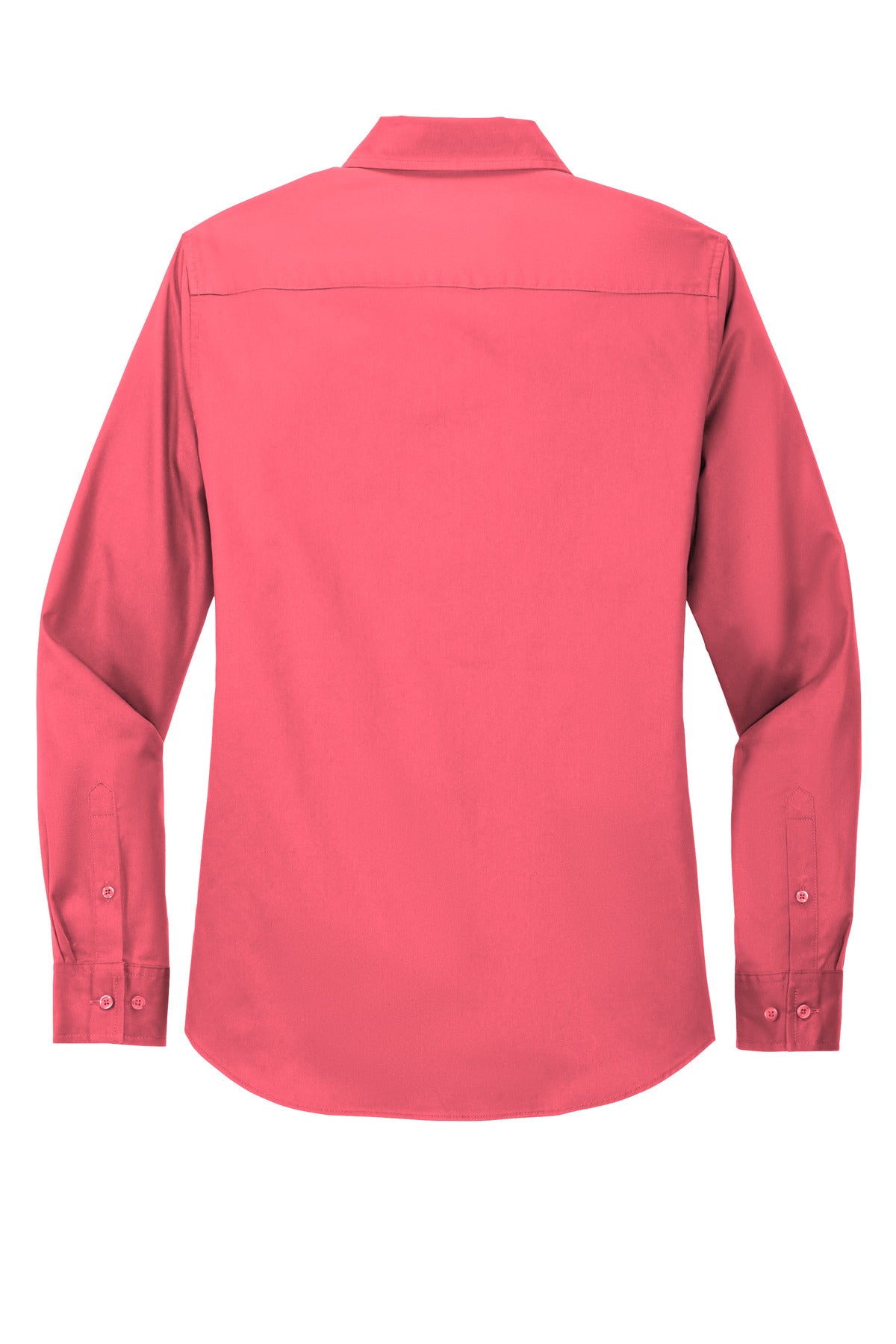 Rear View of Hibiscus Port Authority Women's Long Sleeve Easy Care Shirt. L608