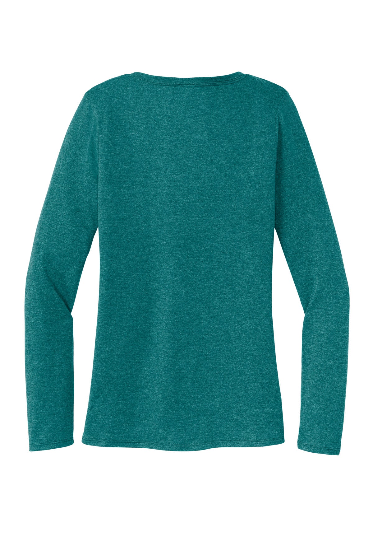 Rear View of HtdTeal District Women's Perfect Tri Long Sleeve V-Neck Tee DT135
