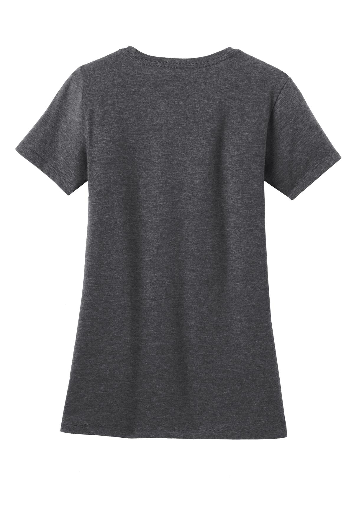 Rear View of Hthr Charcoal District Women's Perfect Blend CVC Tee. DM108L