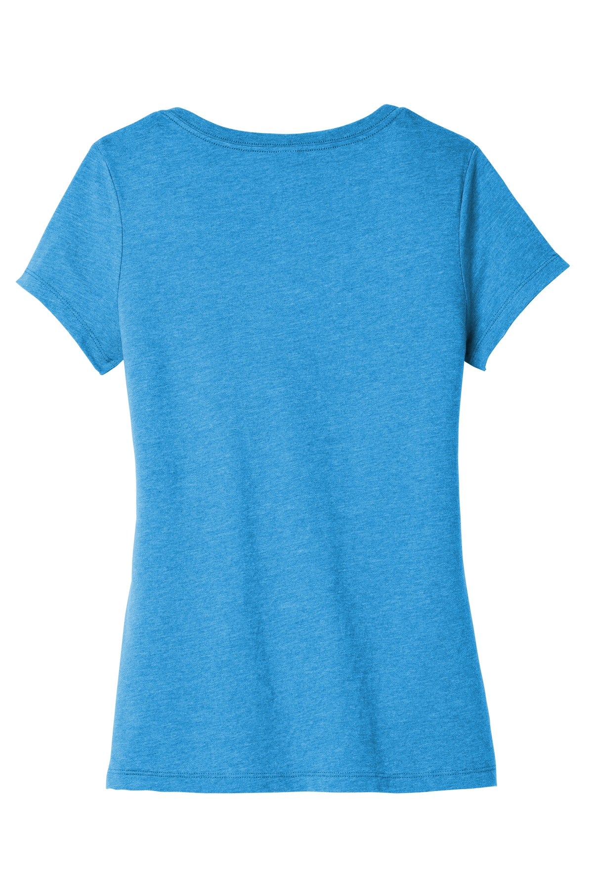 Rear View of Hthrd Brt Turq District Women's Very Important Tee V-Neck. DT6503