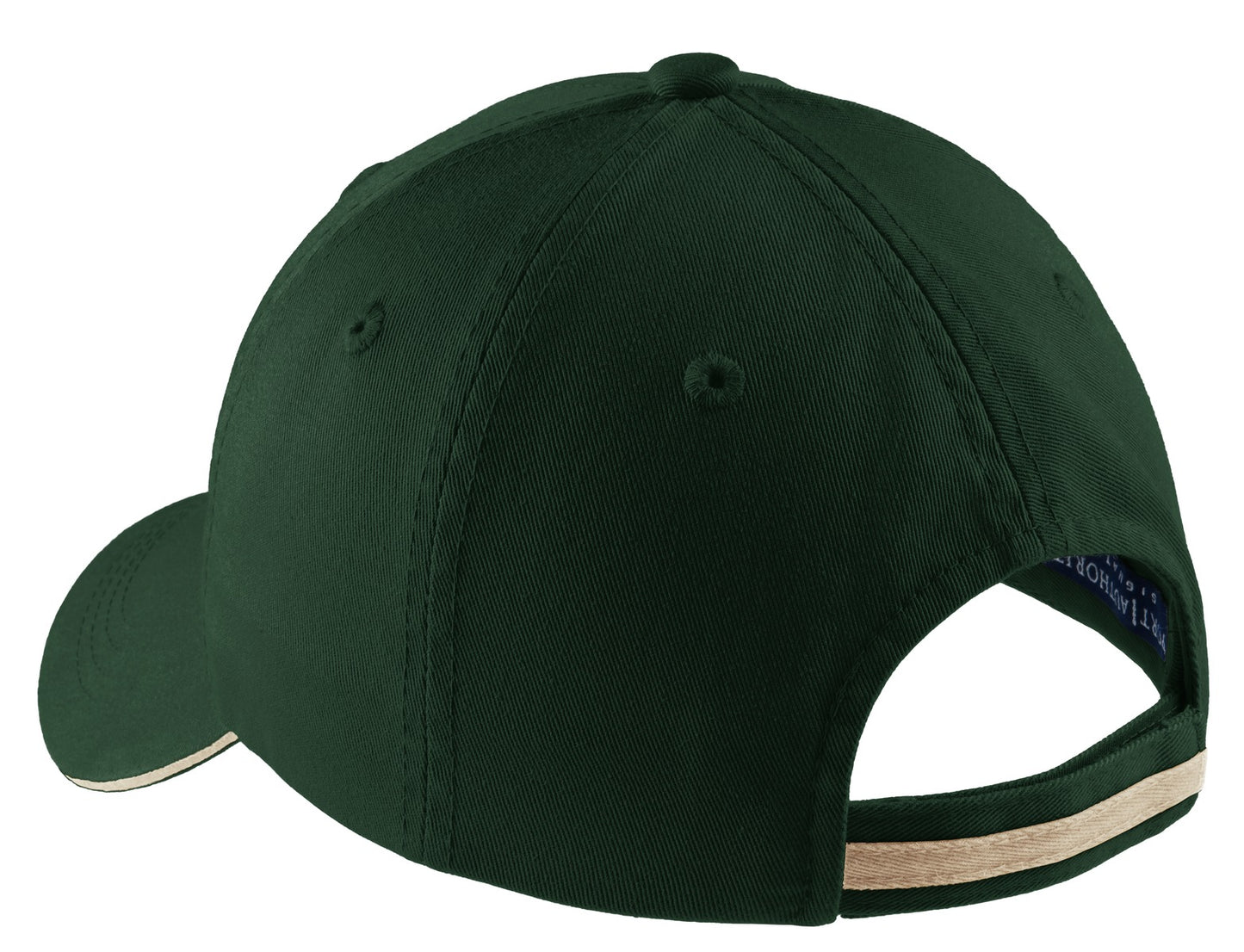 Rear View of Hunter/Stone Port Authority Sandwich Bill Cap with Striped Closure. C830