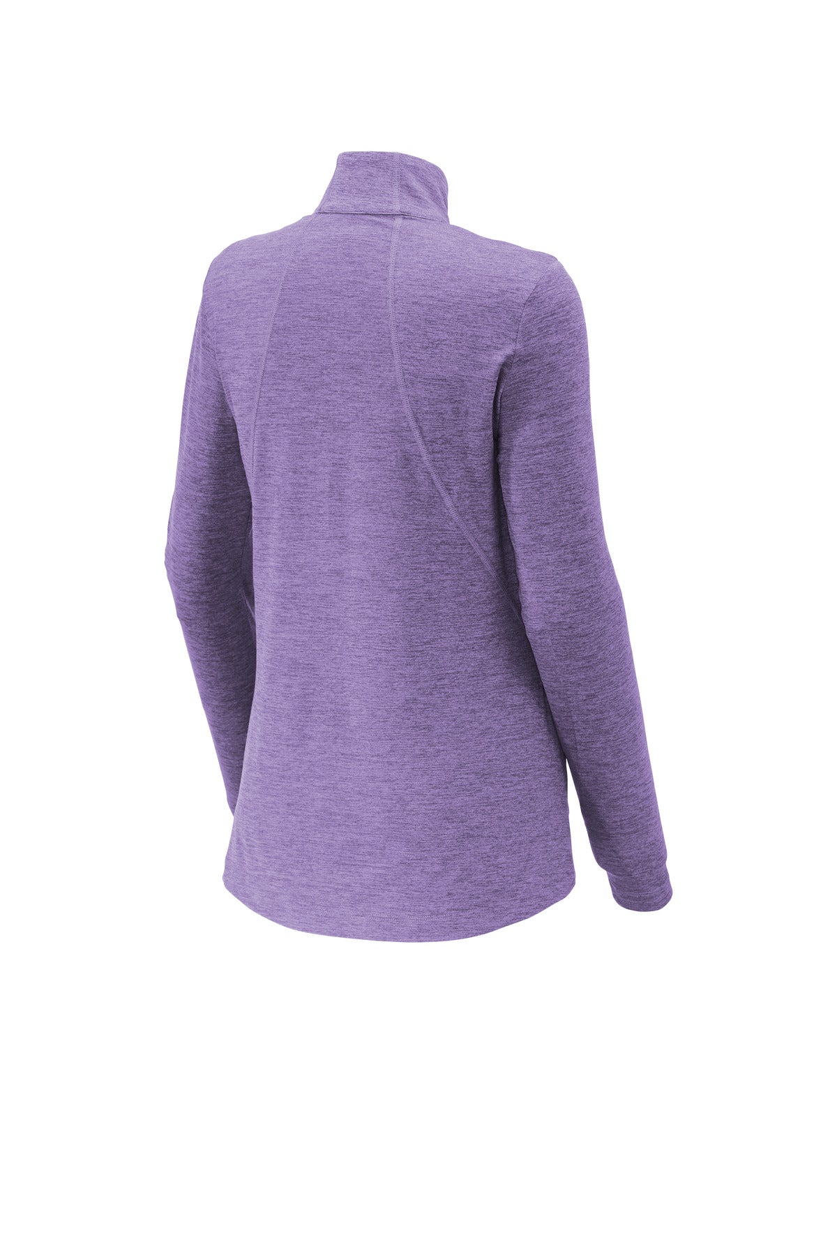 Rear View of Hyacinth Hthr Sport-Tek Women's Exchange 1.5 Long Sleeve 1/2-Zip LST711