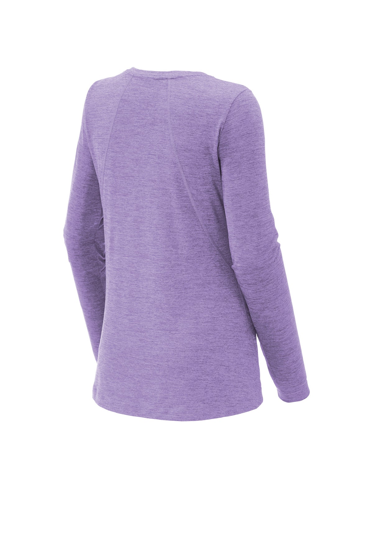 Rear View of Hyacinth Hthr Sport-Tek Women's Exchange 1.5 Long Sleeve Crew LST710