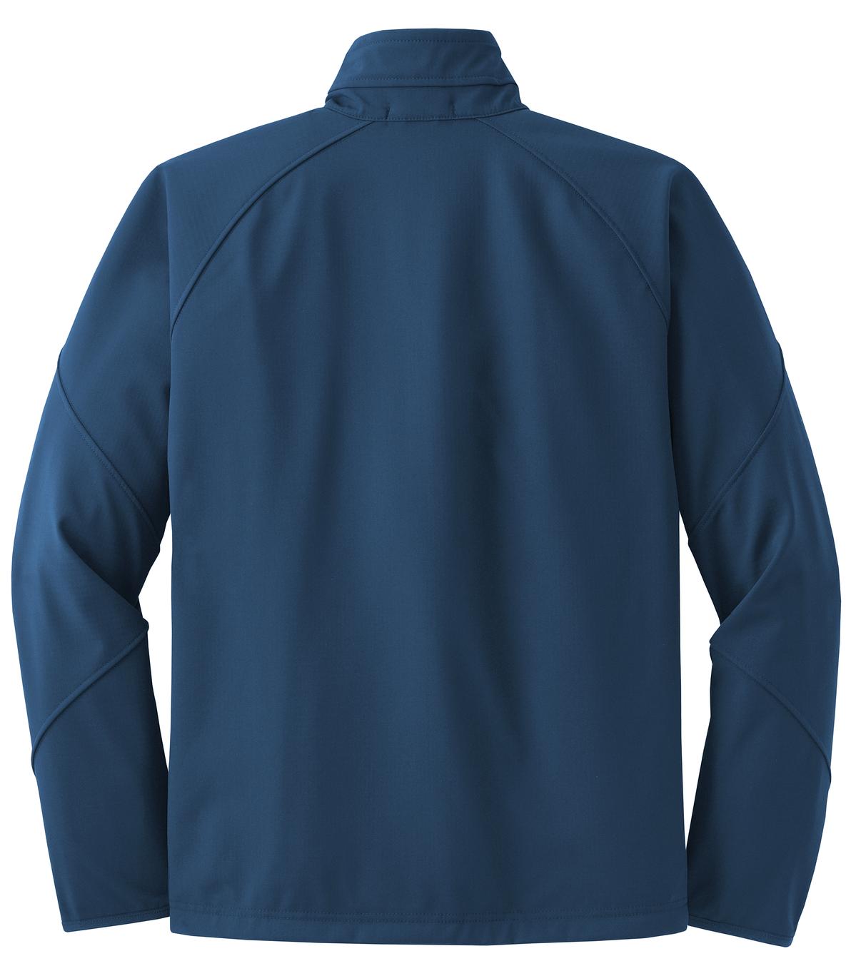 Rear View of Insignia Blue Port Authority Textured Soft Shell Jacket. J705
