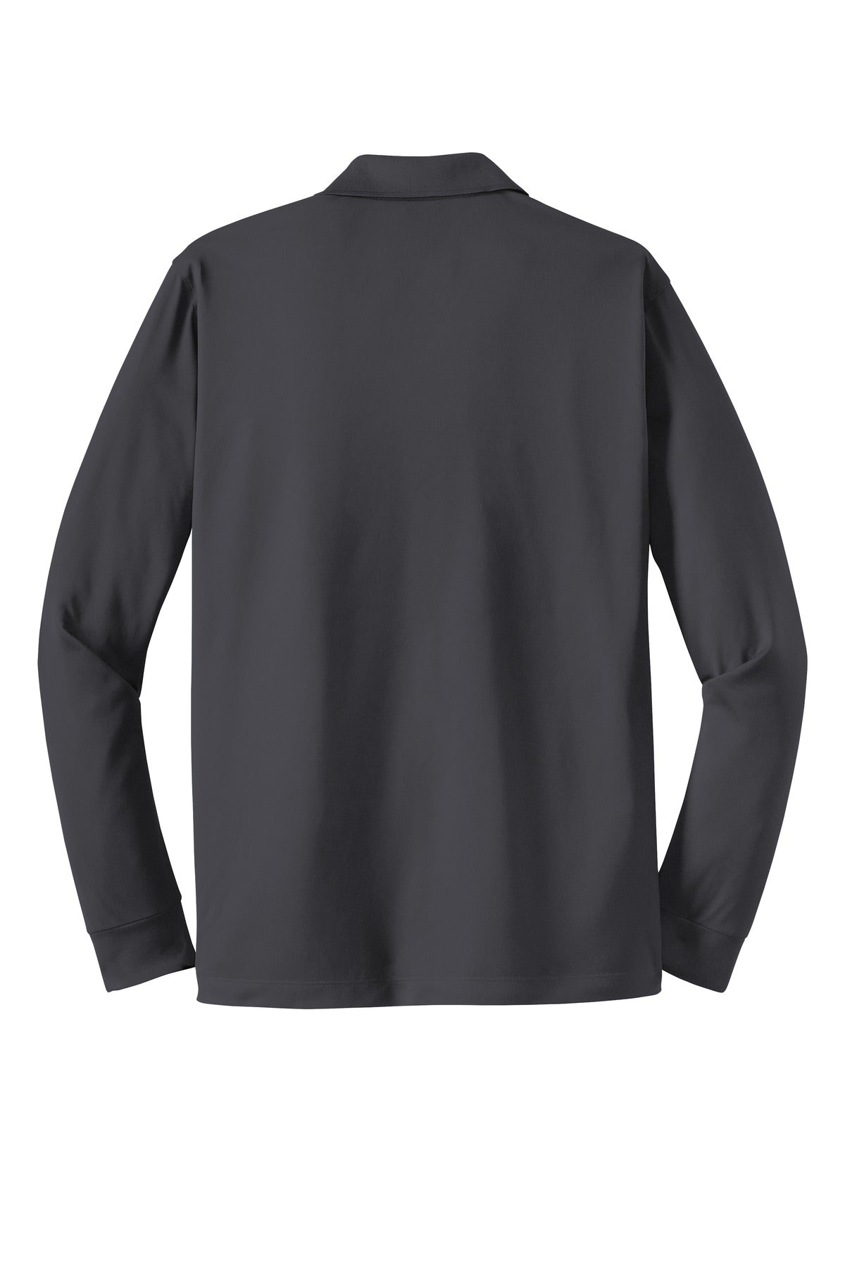 Rear View of Iron Grey Sport-Tek Long Sleeve Micropique Sport-Wick Polo. ST657