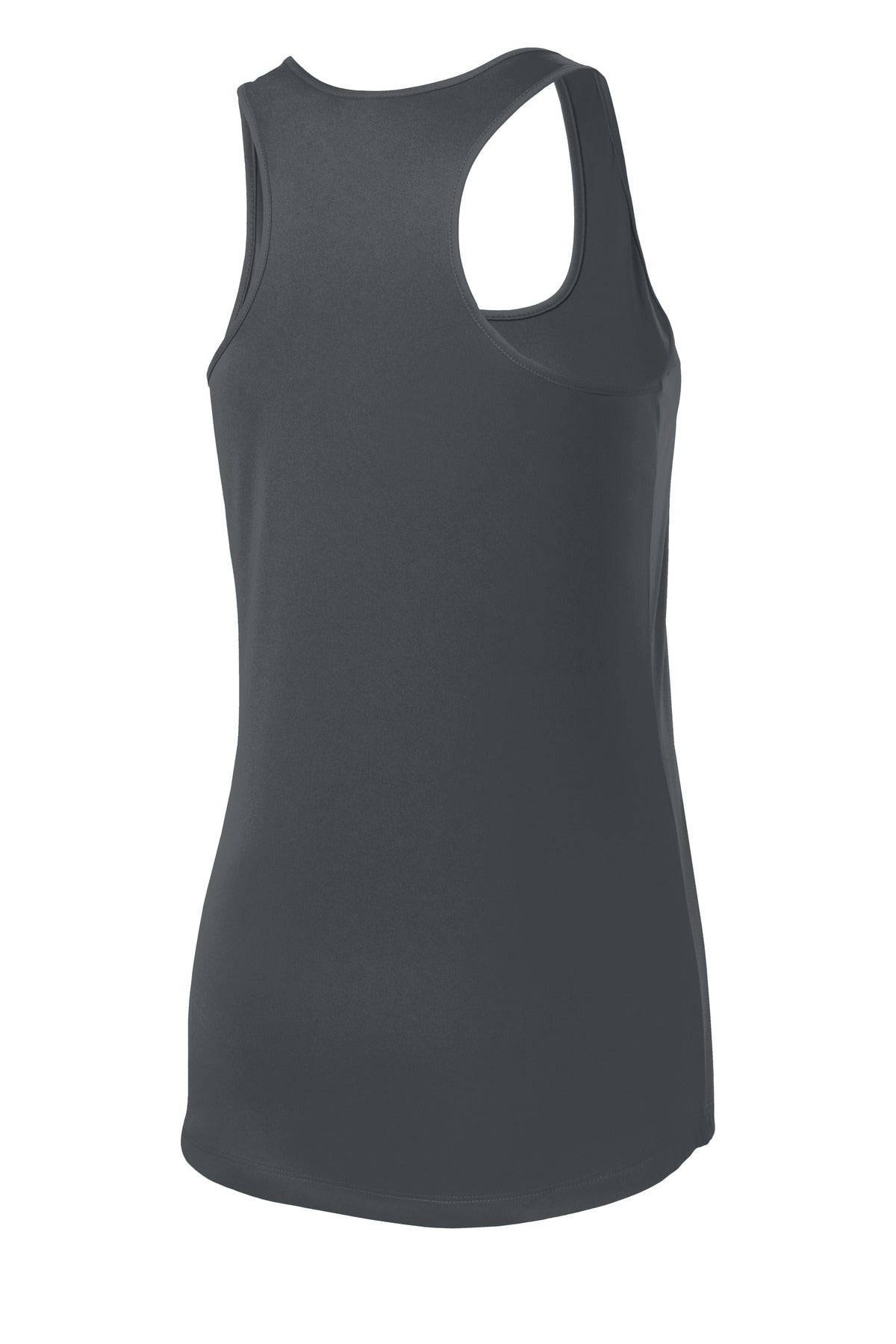 Rear View of Iron Grey Sport-Tek Women's PosiCharge Competitor Racerback Tank. LST356