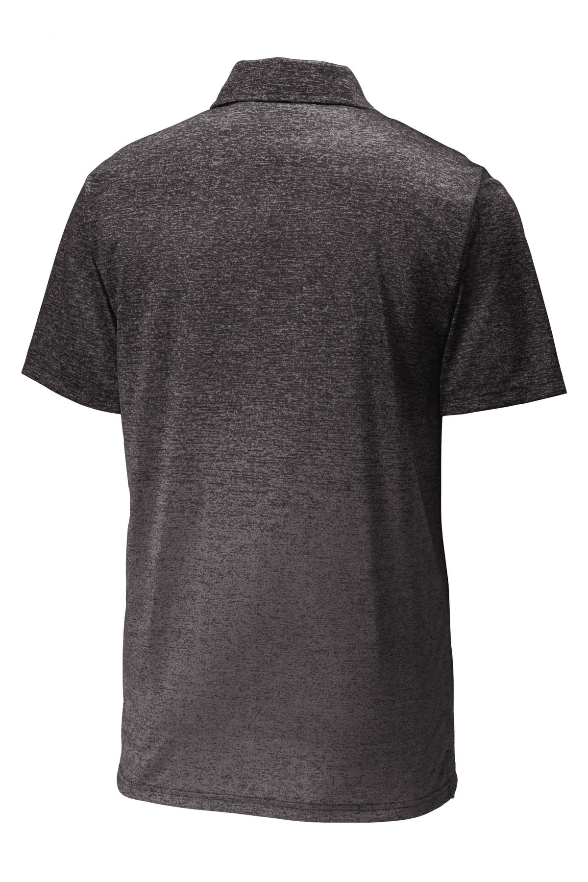 Rear View of Iron Grey/Blk Sport-Tek Ombre Heather Polo. ST671