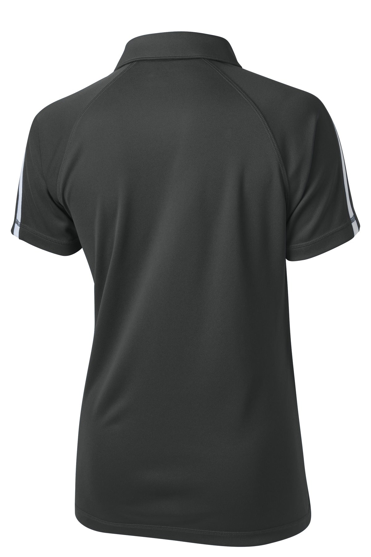 Rear View of Iron Grey/Wht Sport-Tek Women's PosiCharge Micro-Mesh Colorblock Polo. LST685