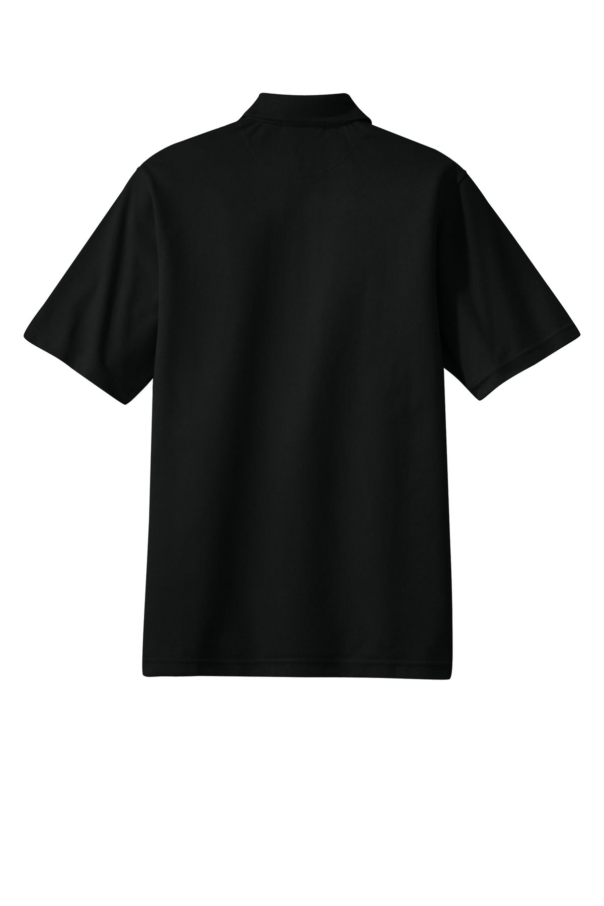 Rear View of Jet Black Port Authority Tall Rapid Dry Polo. TLK455