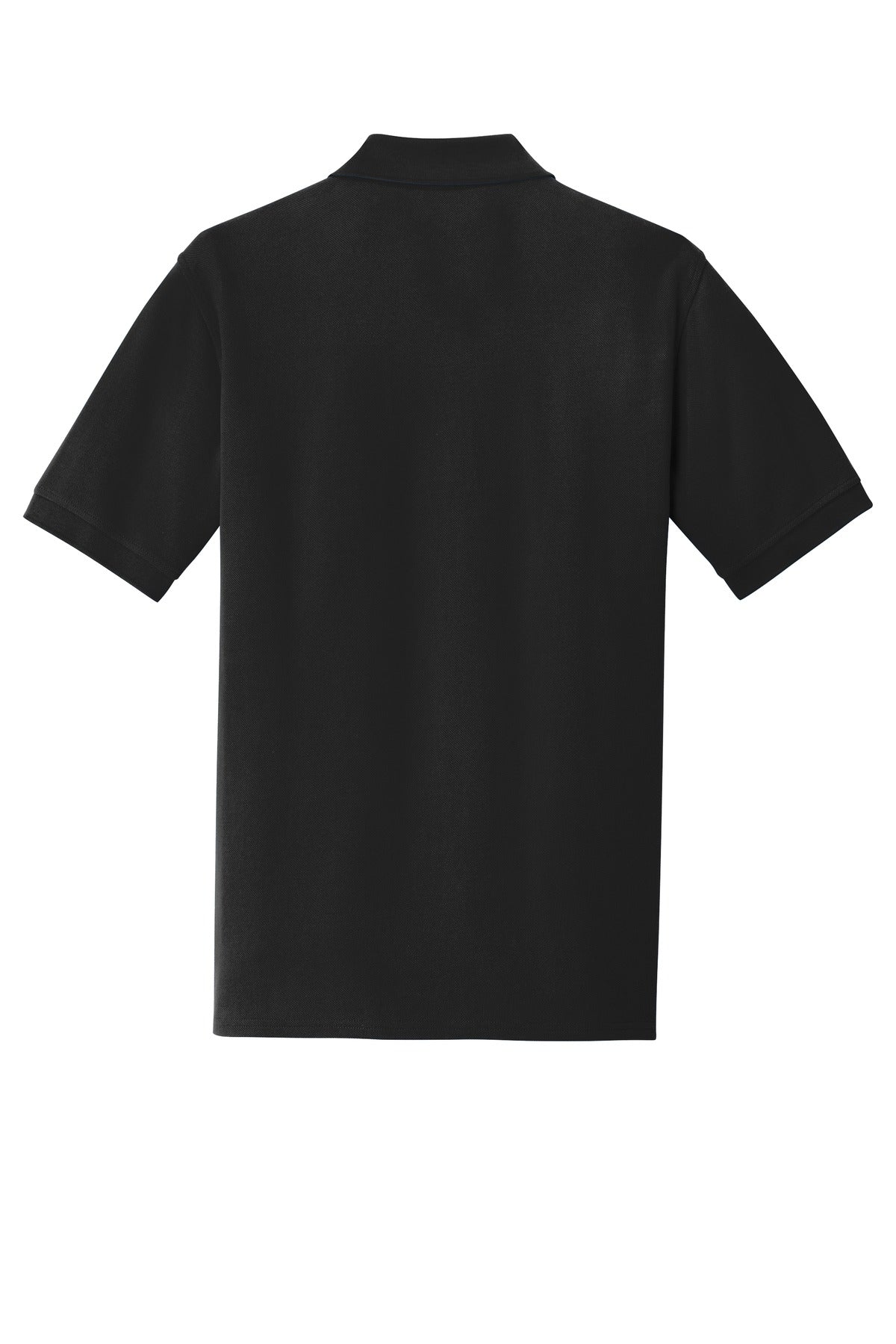 Rear View of Jet Black Port & Company Combed Ring Spun Pique Polo. KP1500