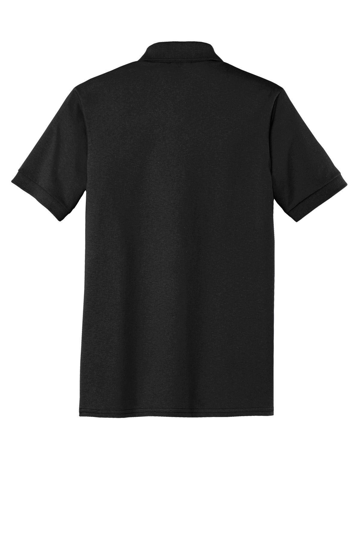 Rear View of Jet Black Port & Company Core Blend Jersey Knit Pocket Polo. KP55P