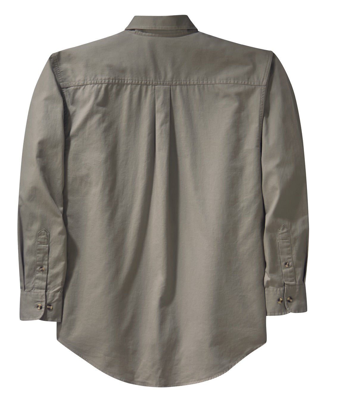 Rear View of Khaki Port Authority Long Sleeve Twill Shirt. S600T