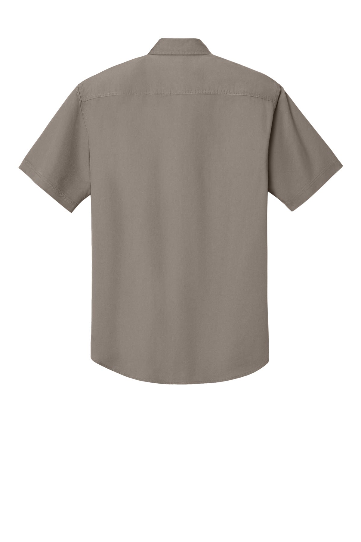 Rear View of Khaki Port Authority Short Sleeve Twill Shirt. S500T