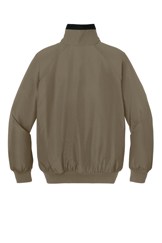 Rear View of Khaki/True Blk Port Authority Challenger Jacket. J754