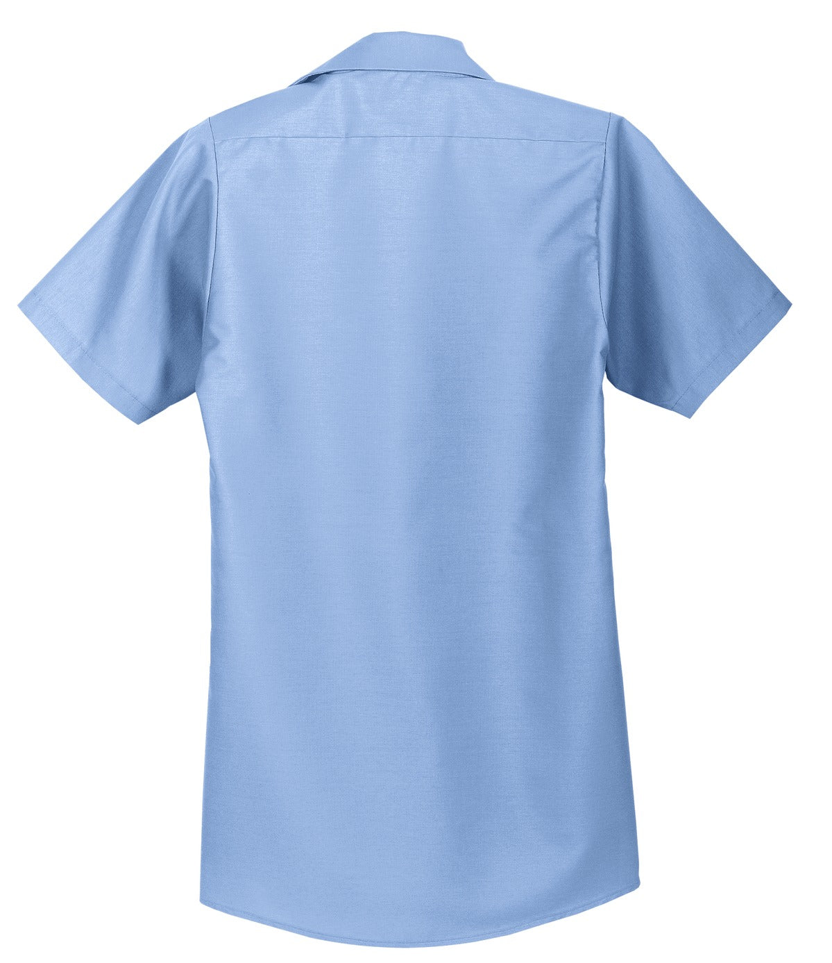 Rear View of Light Blue Red Kap Long Size, Short Sleeve Industrial Work Shirt. SP24LONG