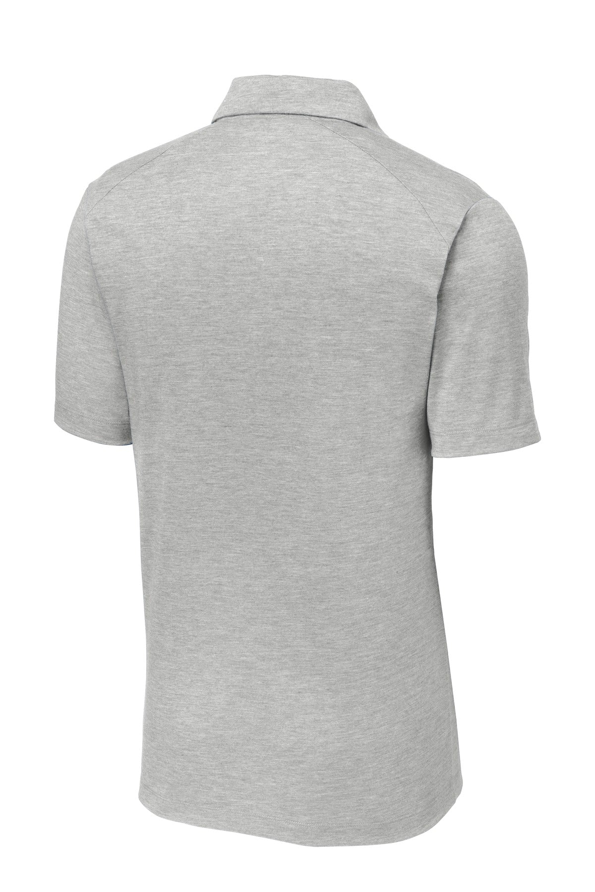 Rear View of Light Grey Hth Sport-Tek PosiCharge Tri-Blend Wicking Polo. ST405