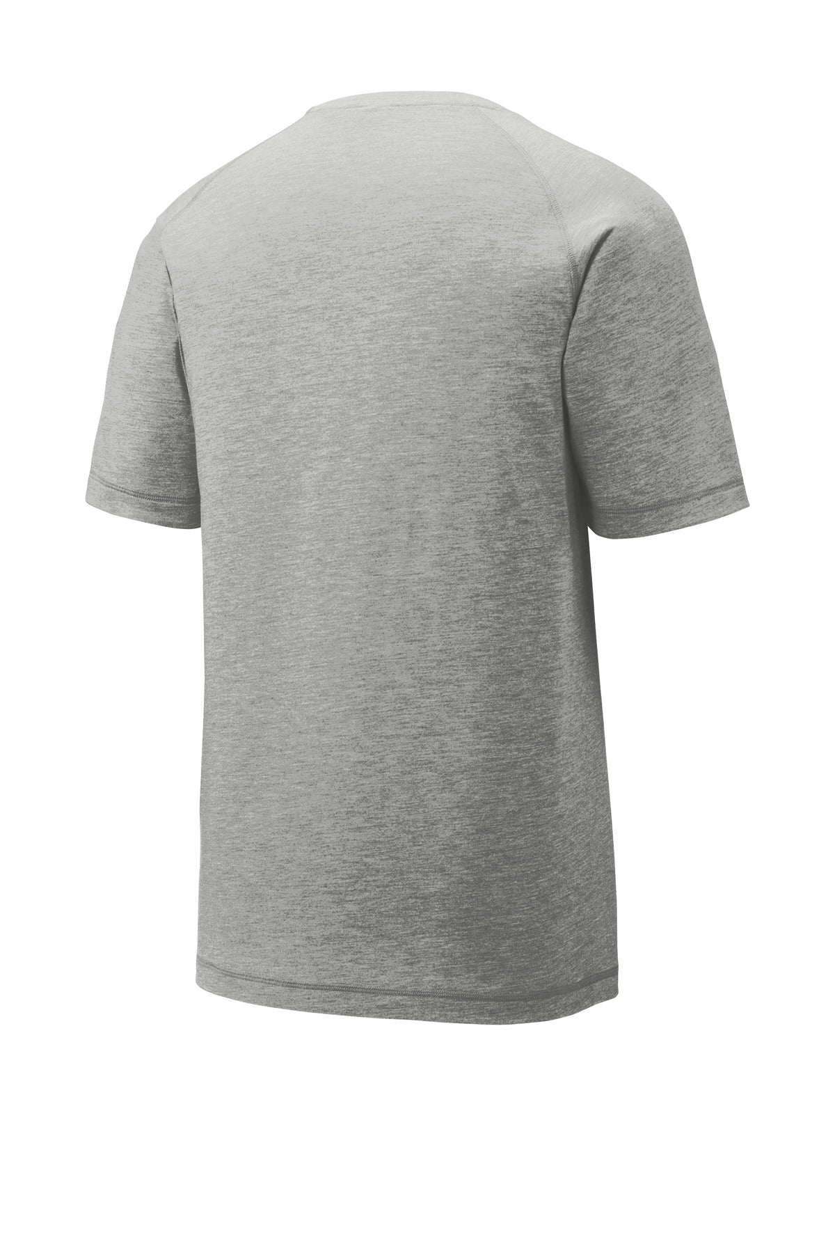 Rear View of Light Grey Hth Sport-Tek PosiCharge Tri-Blend Wicking Raglan Tee. ST400