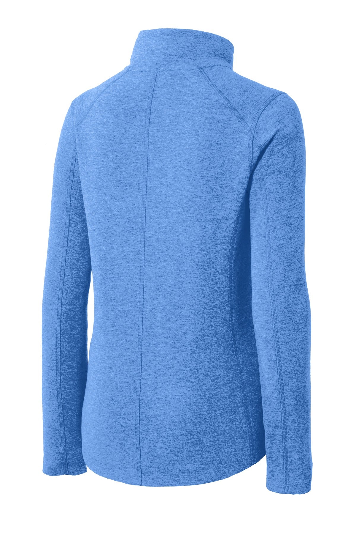 Rear View of Light Royal He Port Authority Women's Heather Microfleece Full-Zip Jacket. L235