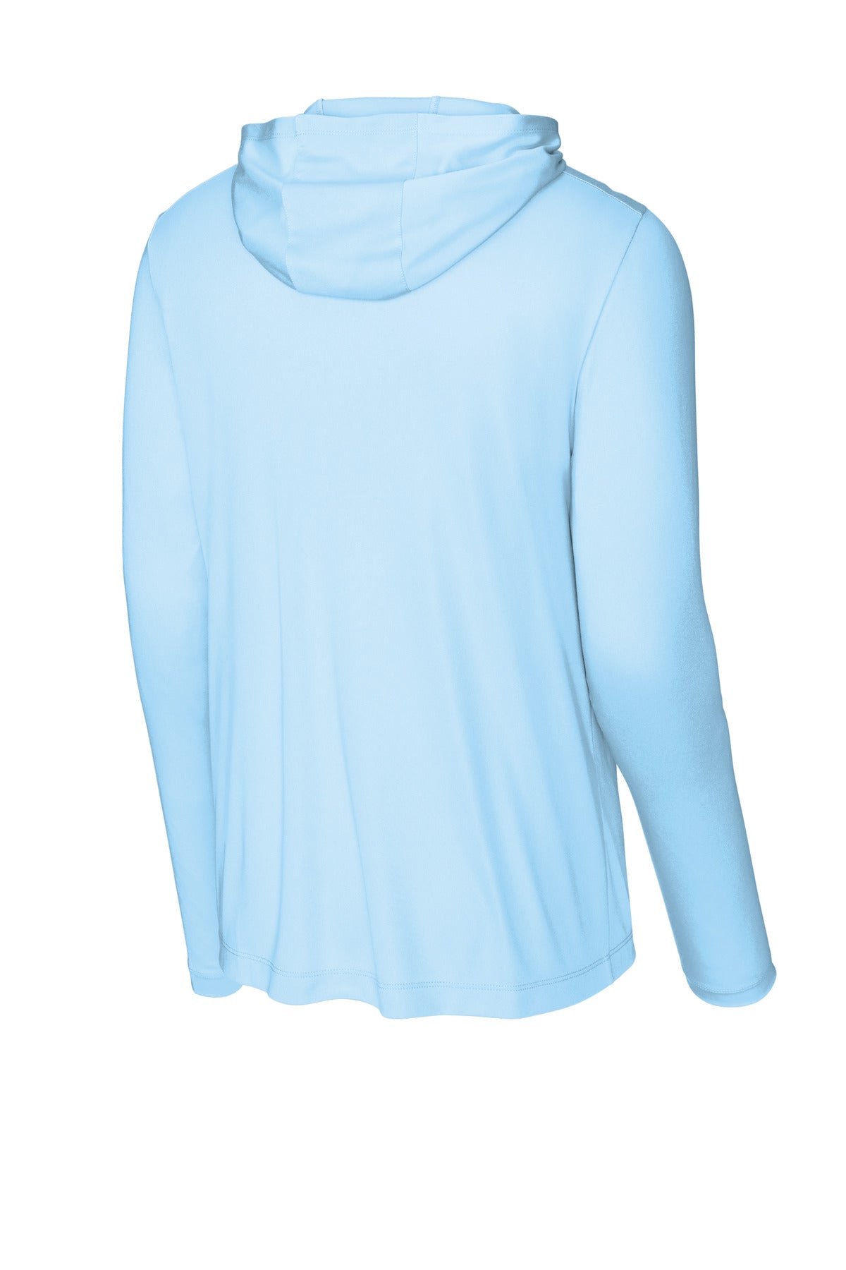 Rear View of LightBlue Sport-Tek Posi-UV Pro Long Sleeve Hoodie ST420LSH