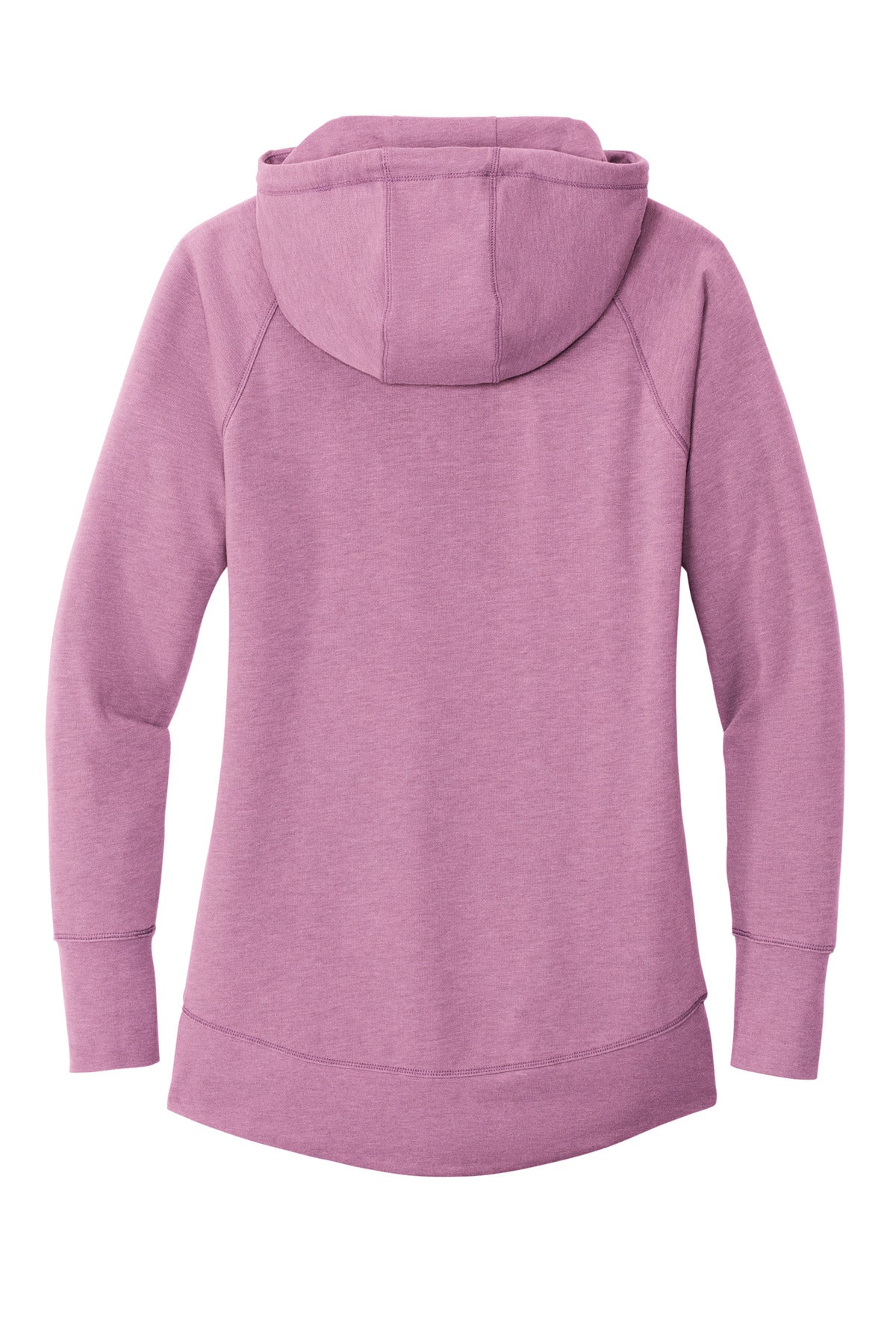 Rear View of Lilac Hthr New Era Women's Tri-Blend Fleece Pullover Hoodie. LNEA510