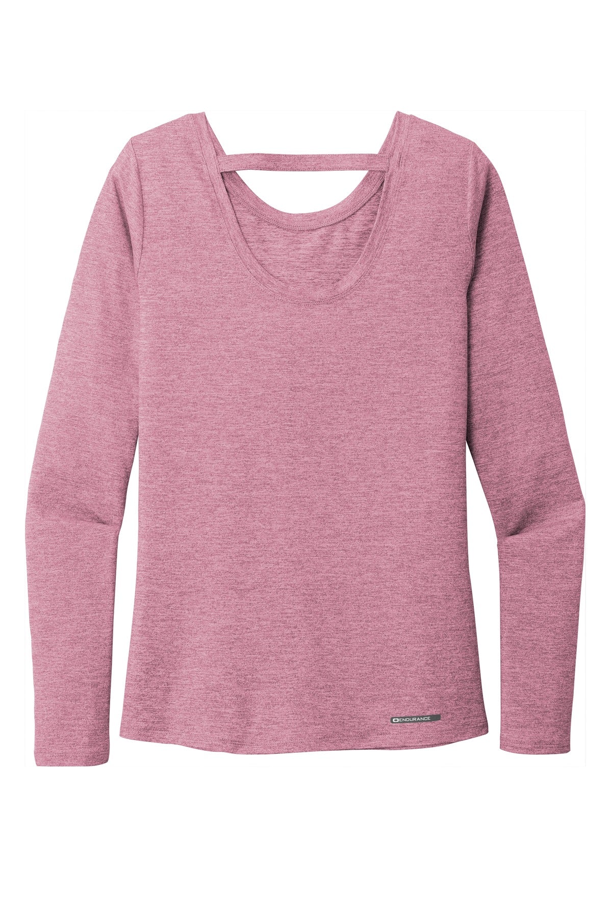 Rear View of Lilac Hthr OGIO Women's Force Long Sleeve Tee LOE340
