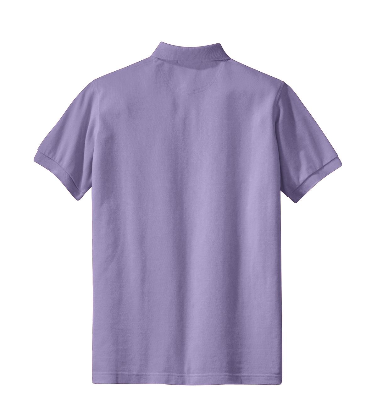 Rear View of Lilac Port Authority Women's Heavyweight Cotton Pique Polo. L420