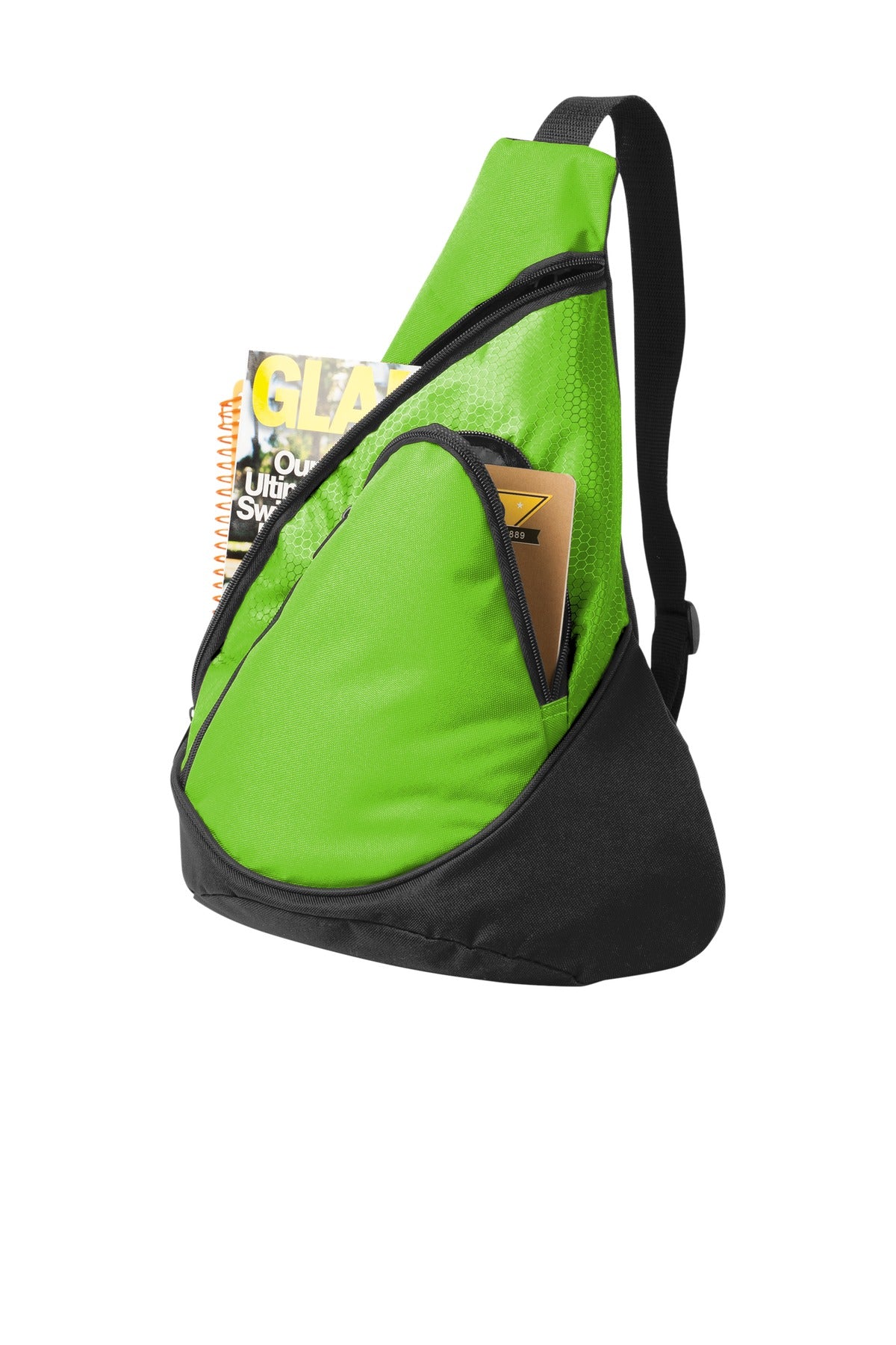 Rear View of Lime Port Authority - Honeycomb Sling Pack. BG1010