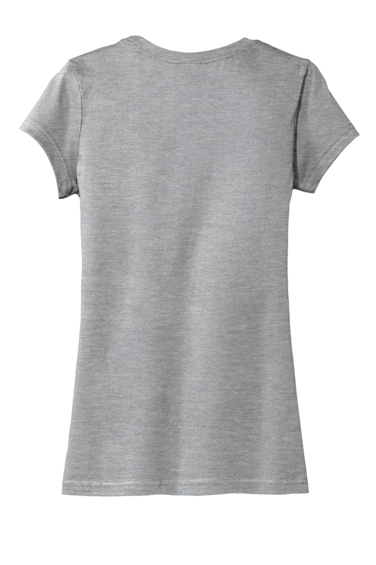 Rear View of Lt Hthr Grey District Women's Fitted Very Important Tee . DT6001