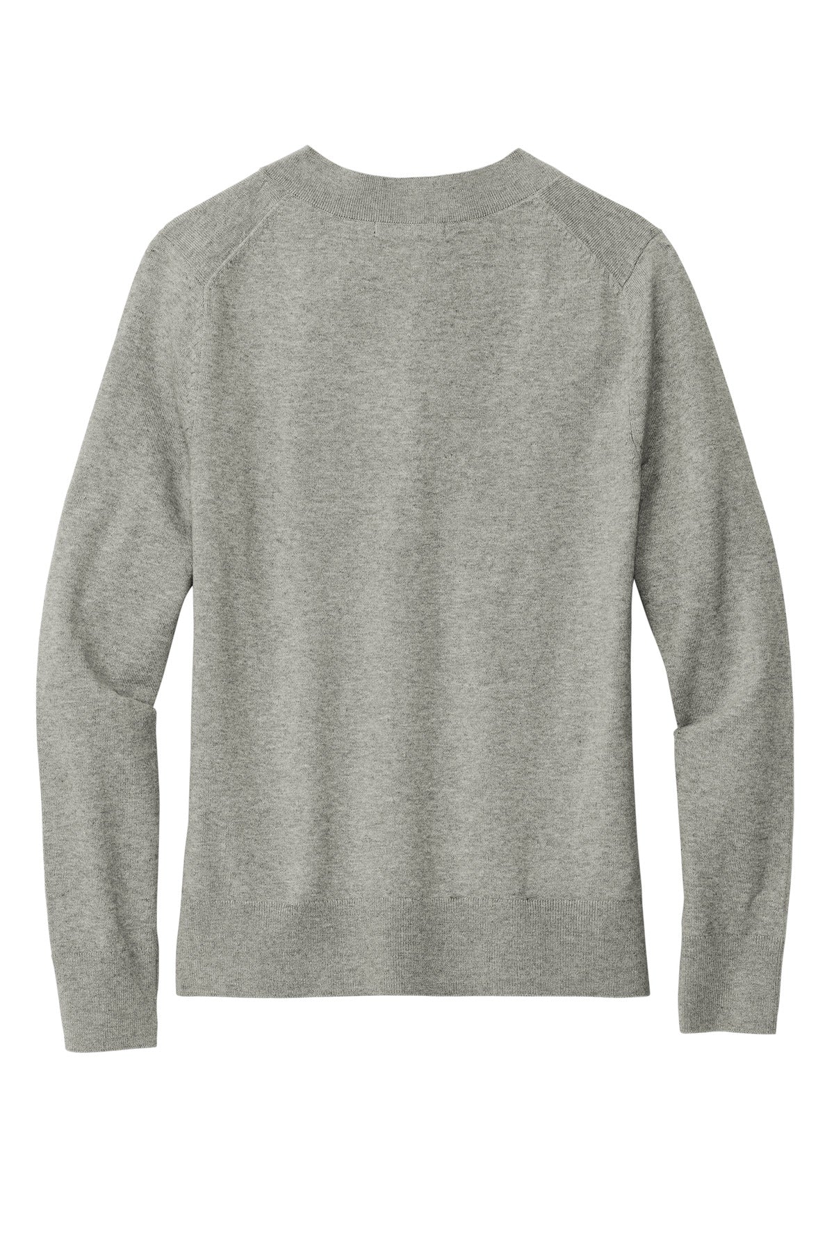 Rear View of LtShdGyHtr Brooks Brothers Women's Cotton Stretch V-Neck Sweater BB18401