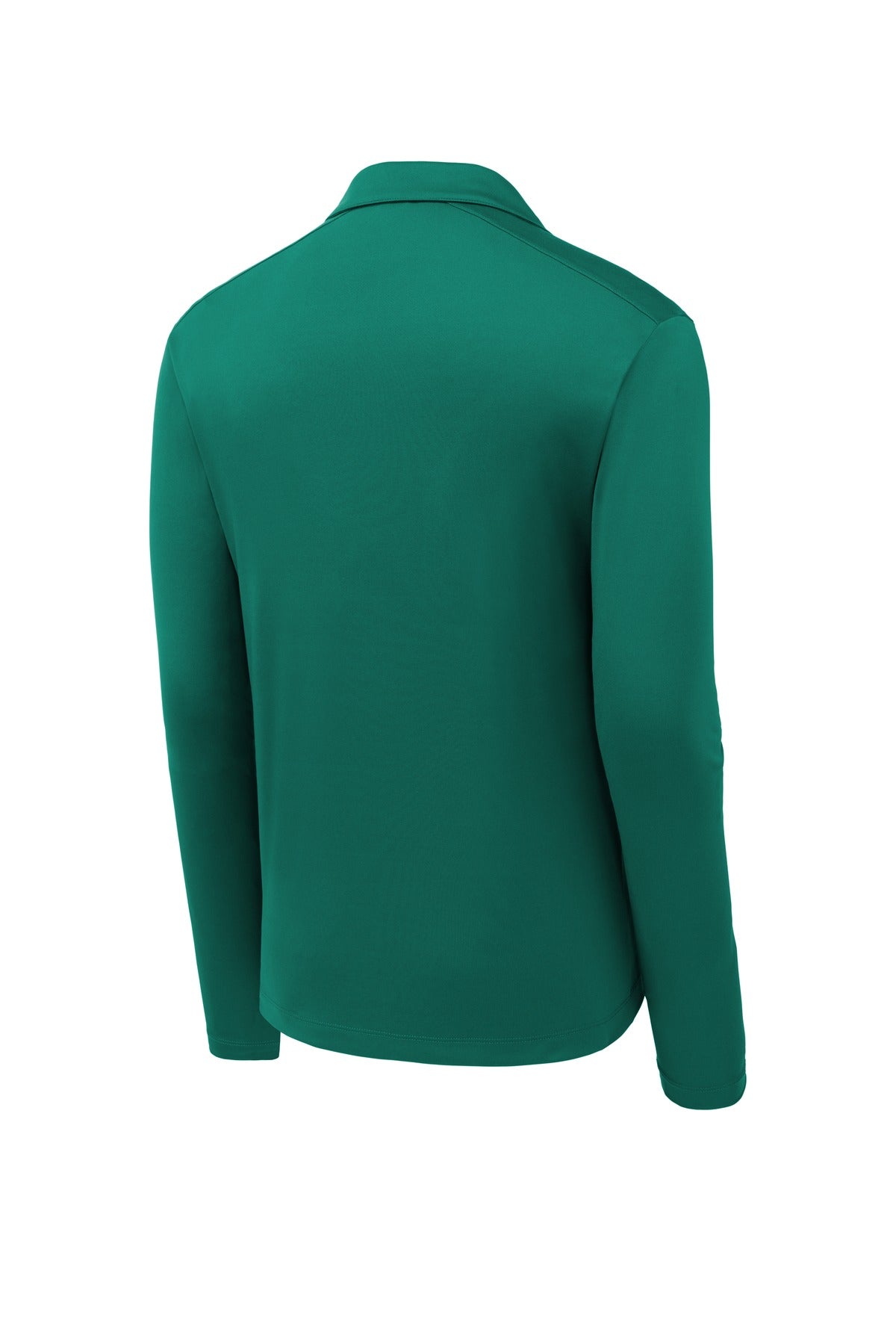 Rear View of Marine Green Sport-Tek Posi-UV Pro Long Sleeve Polo. ST520LS