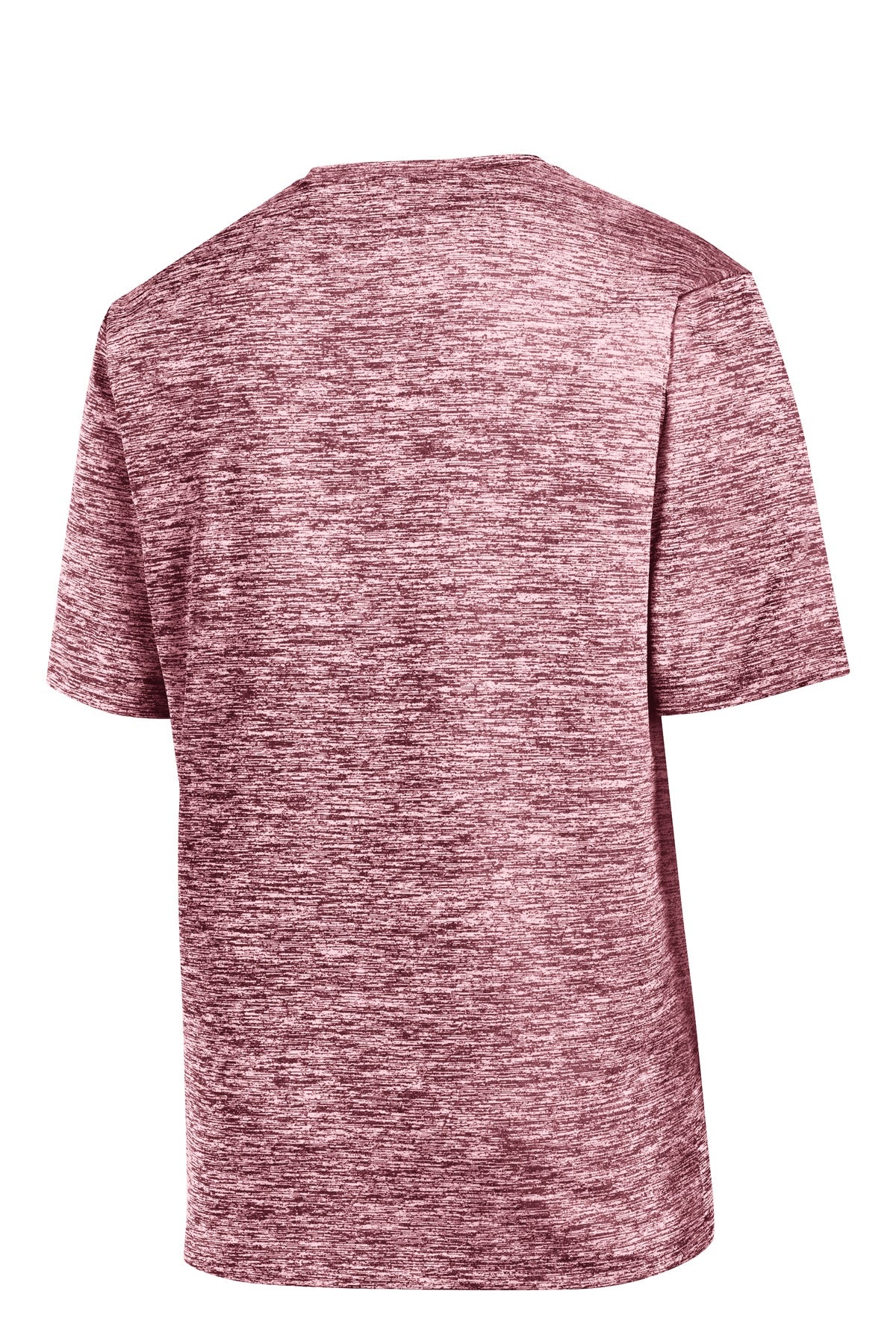 Rear View of Maroon Electrc Sport-Tek PosiCharge Electric Heather Tee. ST390
