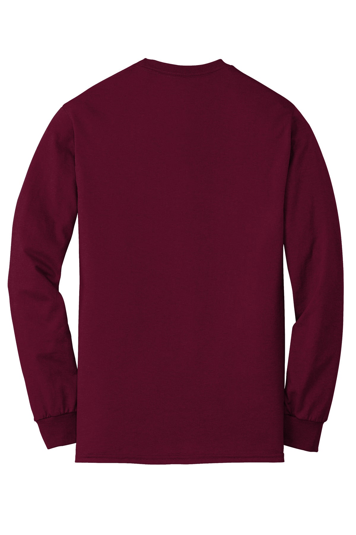 Rear View of Maroon Gildan - DryBlend 50 Cotton/50 Poly Long Sleeve T-Shirt. 8400