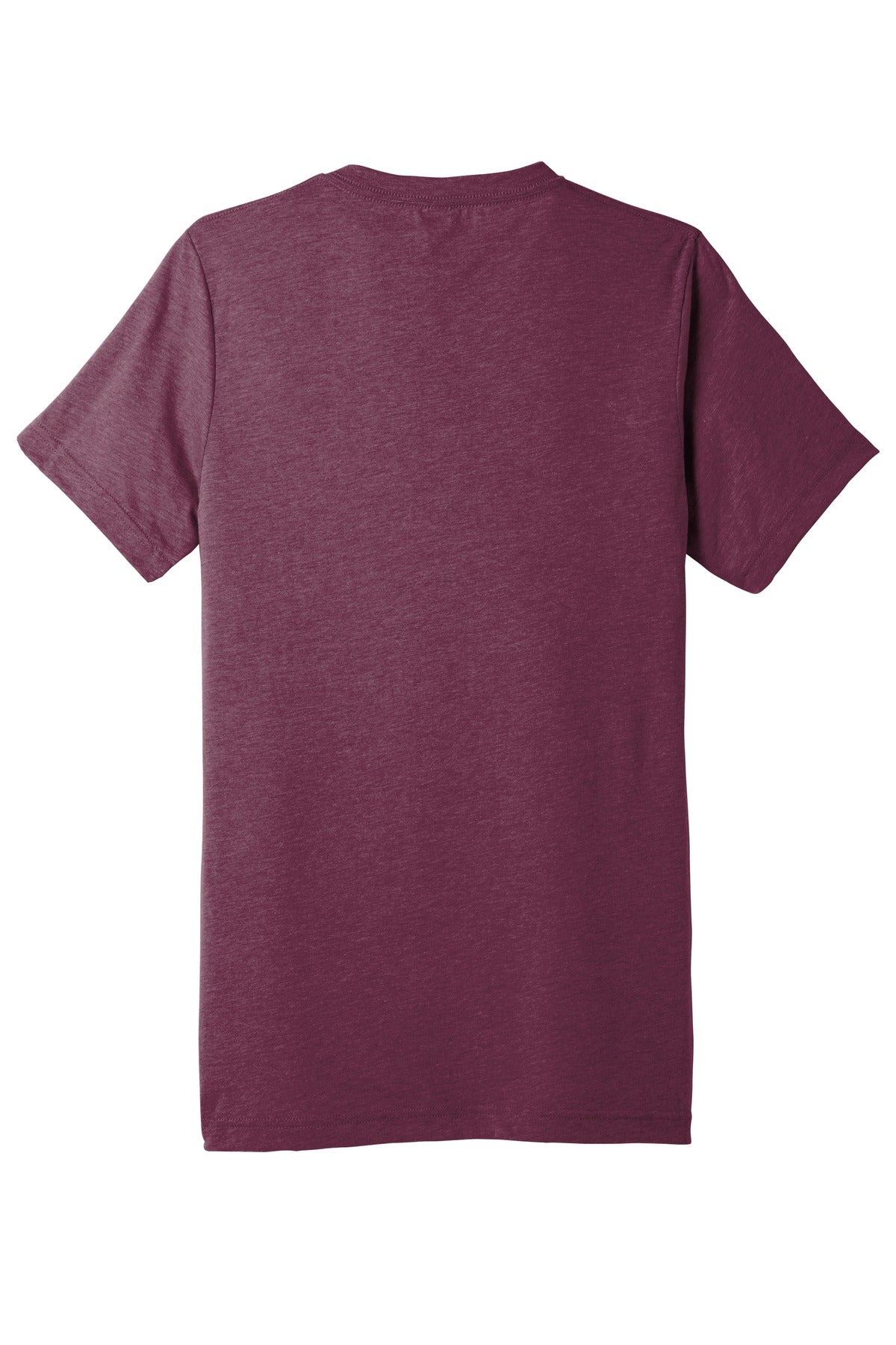 Rear View of Maroon TB BELLA+CANVAS Unisex Triblend Short Sleeve V-Neck Te. BC3415