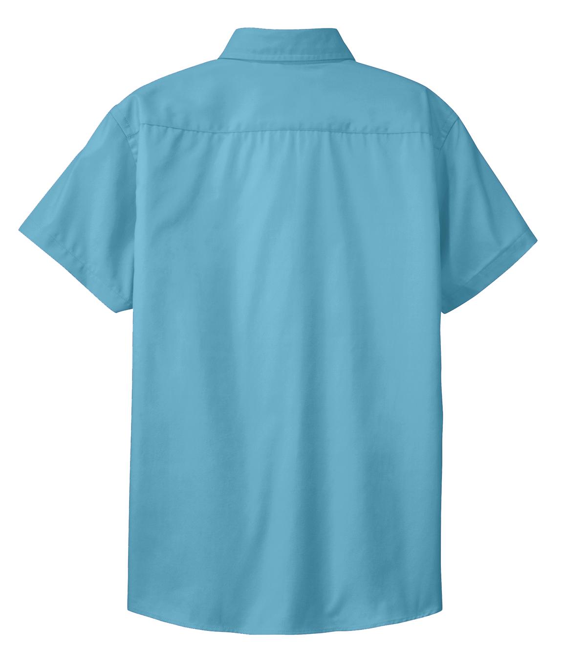 Rear View of Maui Blue Port Authority Women's Short Sleeve Easy Care Shirt. L508