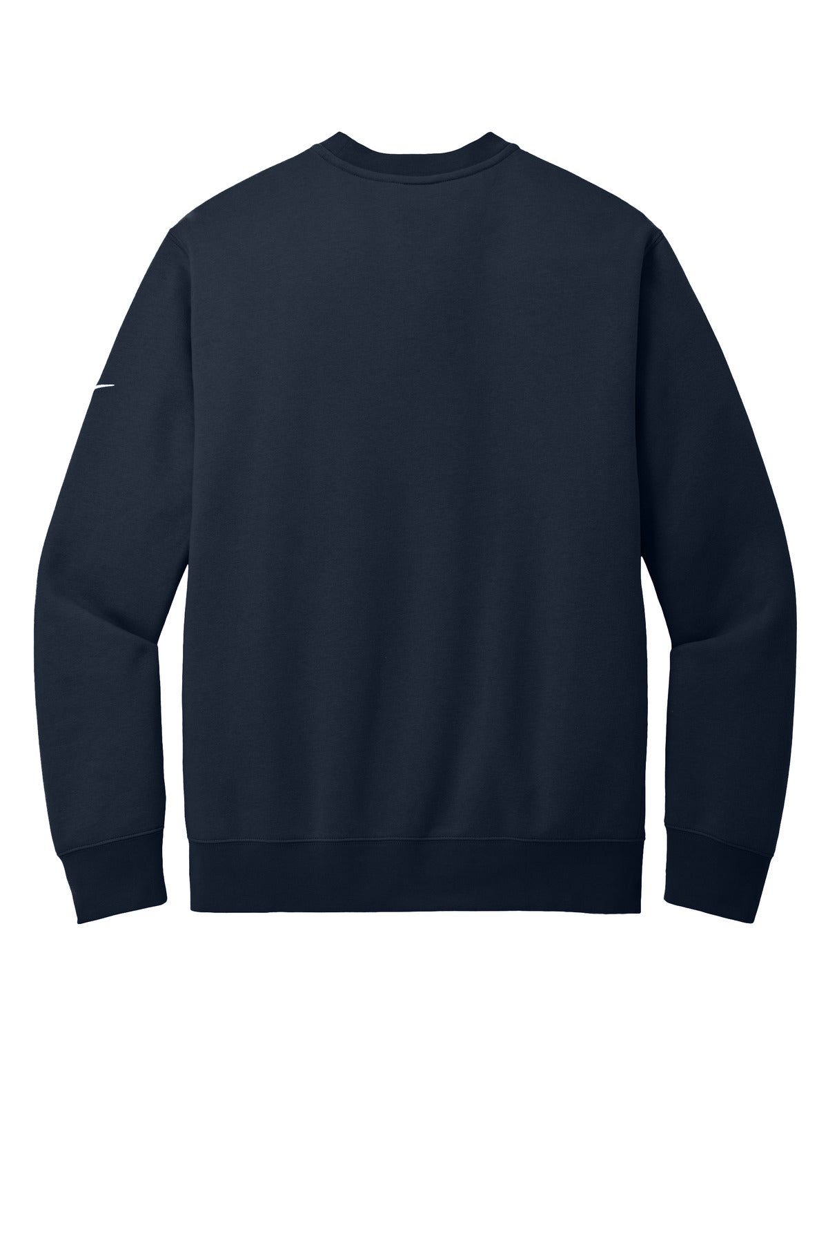 Rear View of MdntNavy Nike Club Fleece Sleeve Swoosh Crew NKFD9863