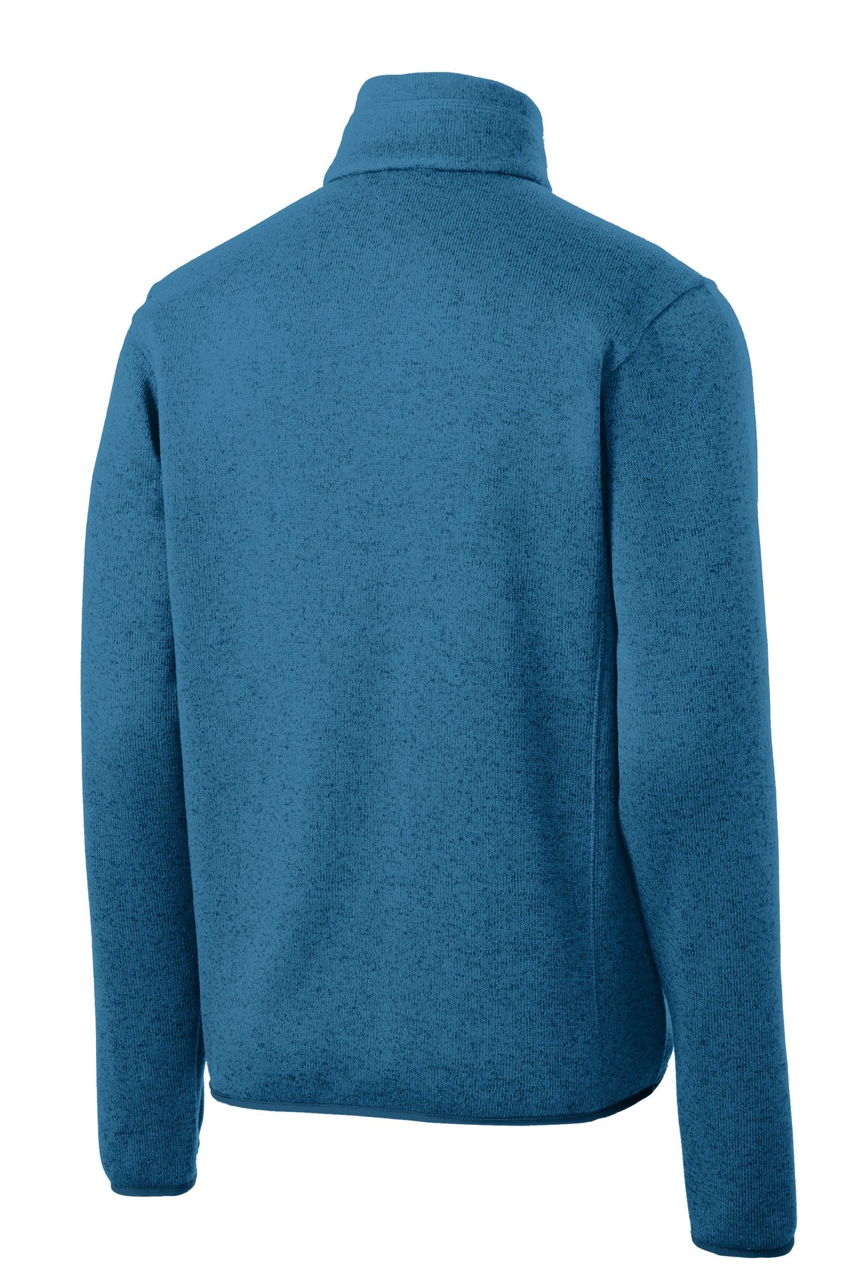 Rear View of Med Blue Hthr Port Authority Sweater Fleece Jacket. F232