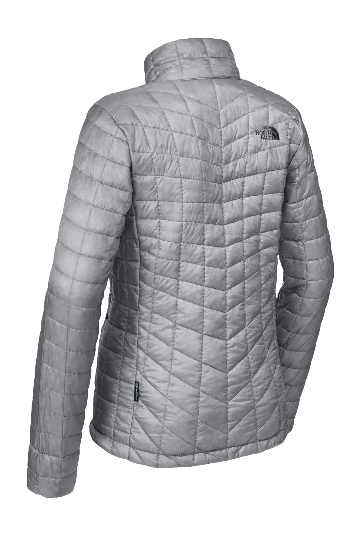 Rear View of Mid Grey The North Face Women's ThermoBall Trekker Jacket. NF0A3LHK
