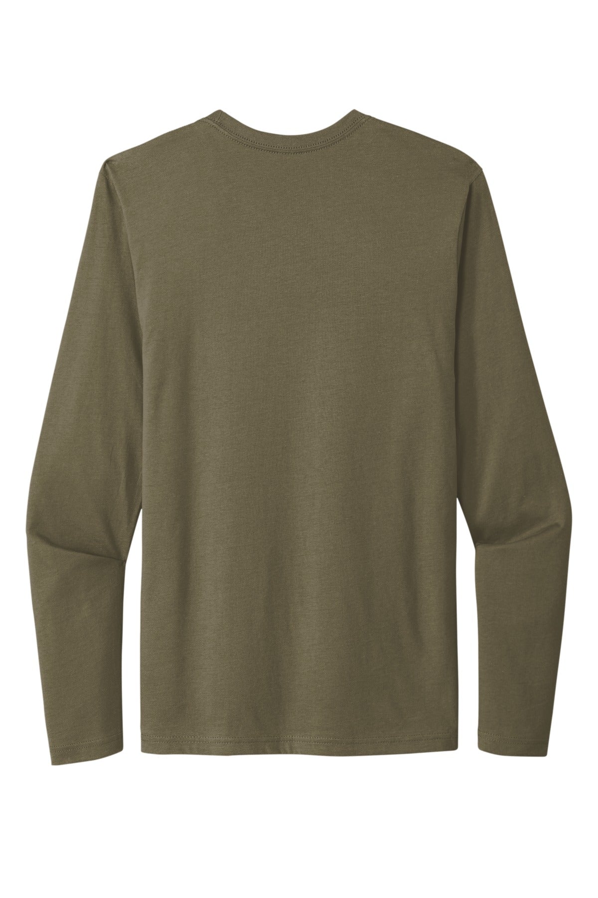 Rear View of MilGreen Next Level Apparel Cotton Long Sleeve Tee. NL3601