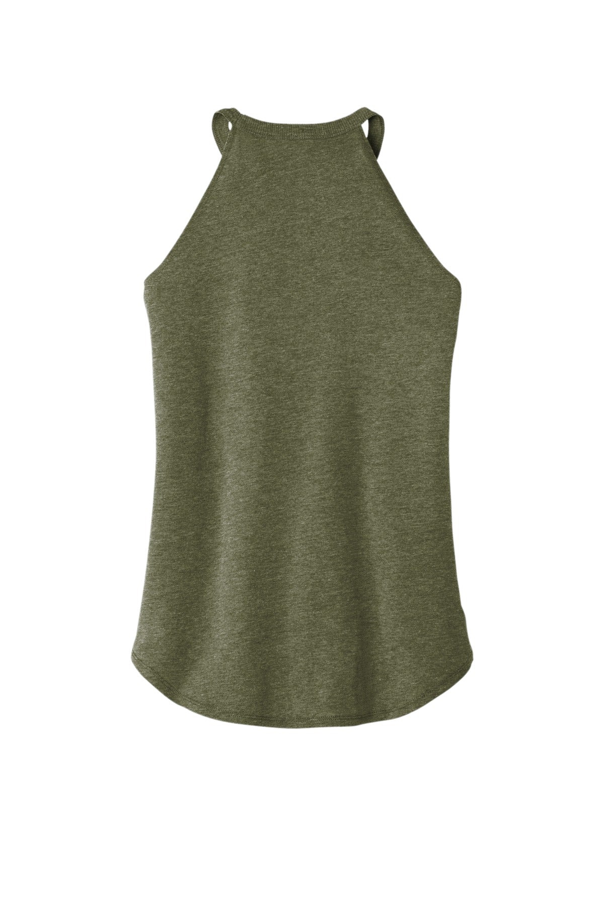 Rear View of Military Gn Fr District Women's Perfect Tri Rocker Tank. DT137L