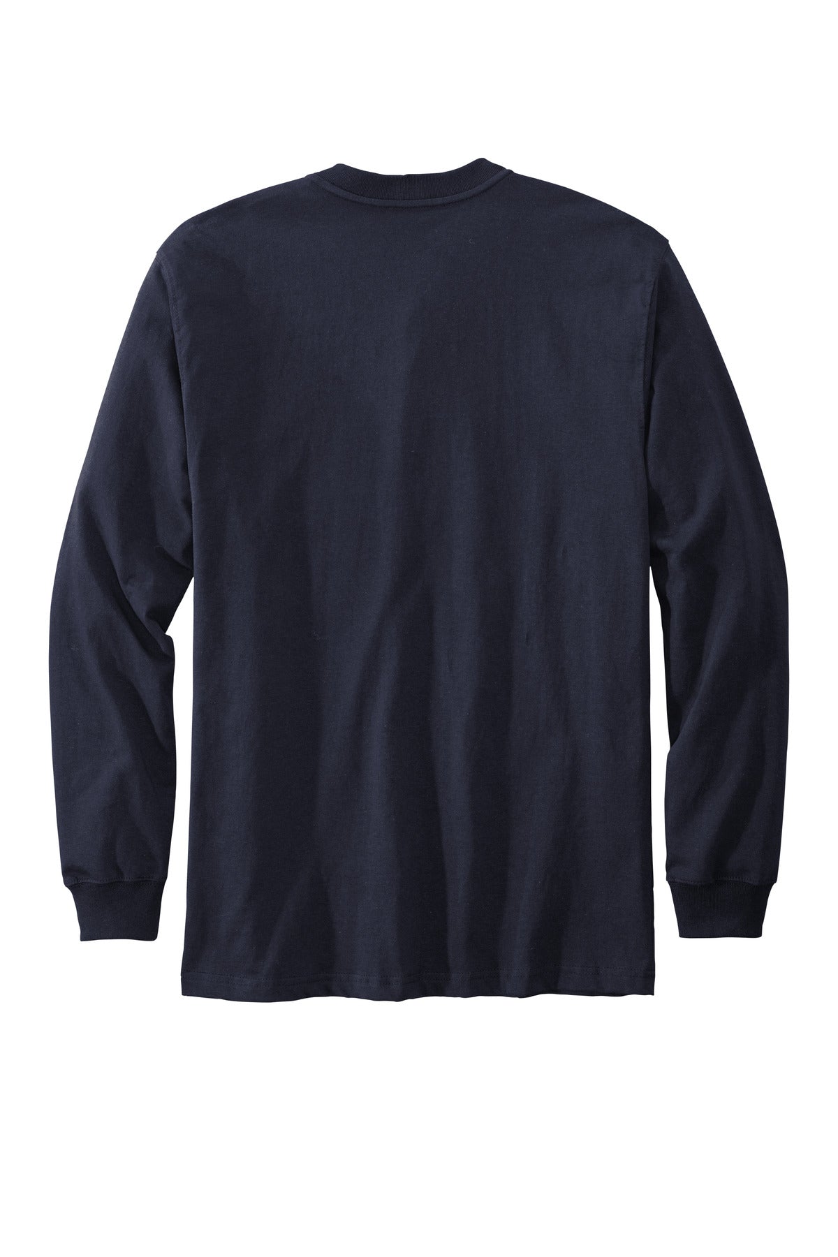 Rear View of Navy Carhartt Long Sleeve Henley T-Shirt CTK128