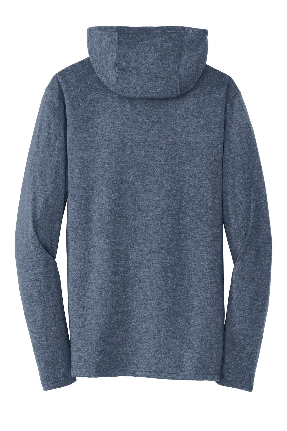Rear View of Navy Frost District Perfect Tri Long Sleeve Hoodie. DM139