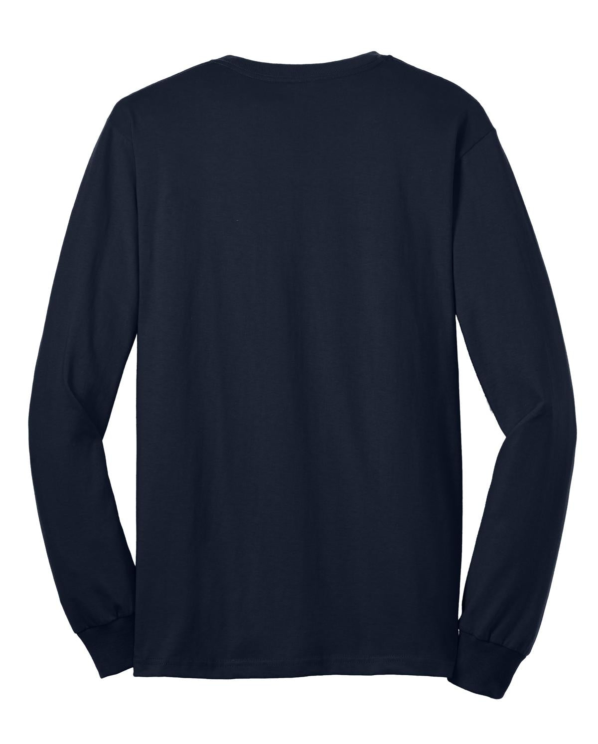 Rear View of Navy Gildan - Ultra Cotton 100% US Cotton Long Sleeve T-Shirt with Pocket. 2410