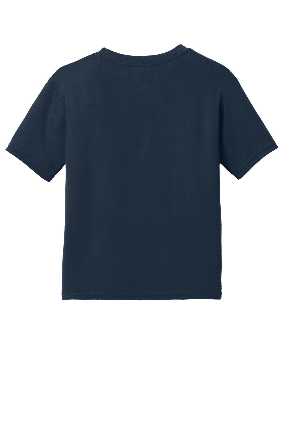Rear View of Navy Gildan Youth Gildan Performance T-Shirt. 42000B