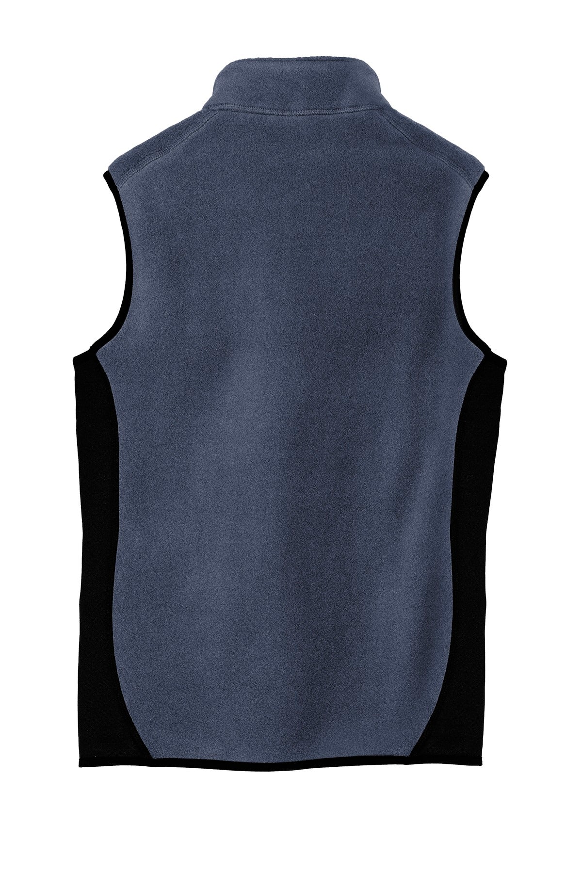 Rear View of Navy Hthr/Blk Port Authority R-Tek Pro Fleece Full-Zip Vest. F228