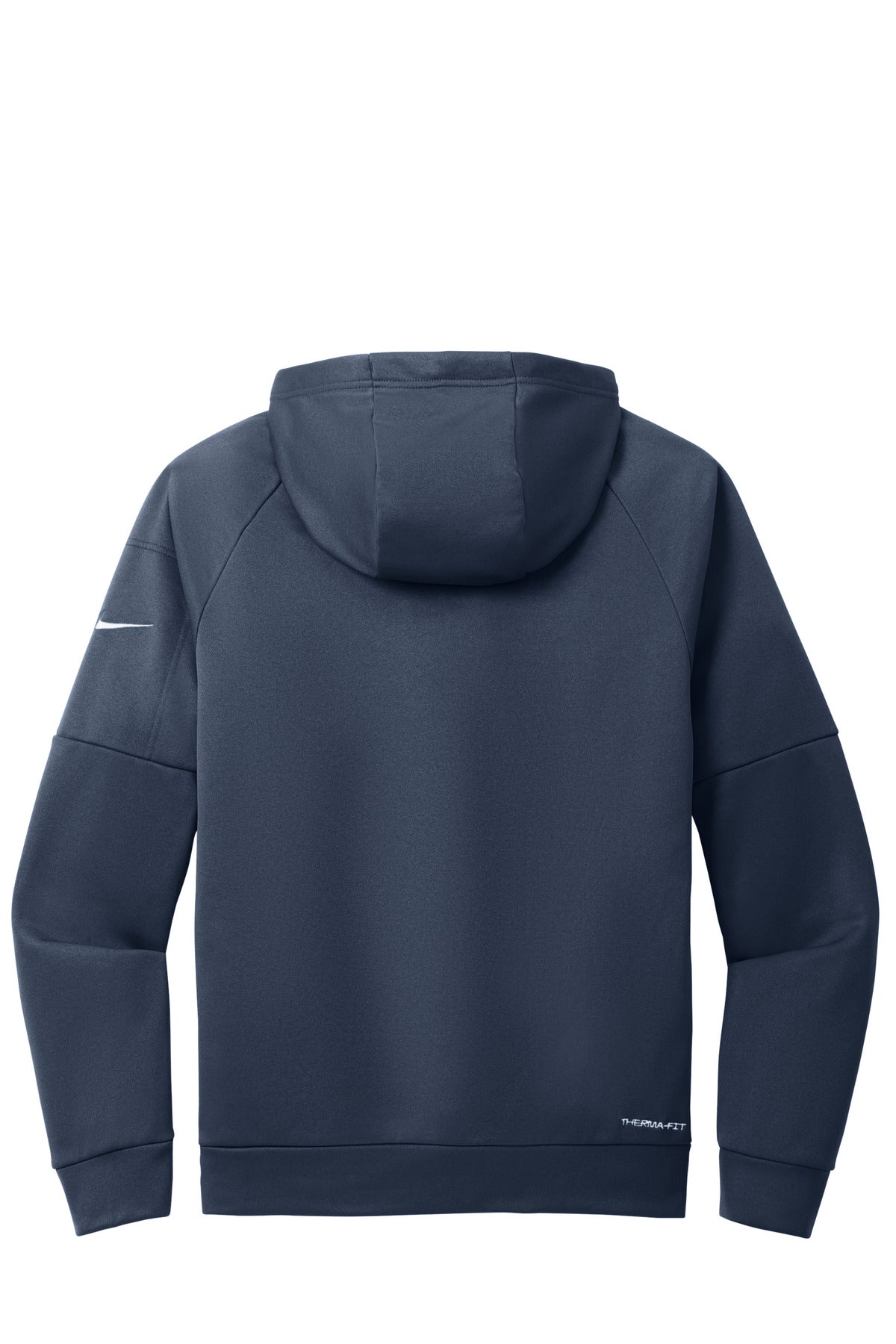 Rear View of Navy Nike Therma-FIT Pocket Full-Zip Fleece Hoodie NKFD9859