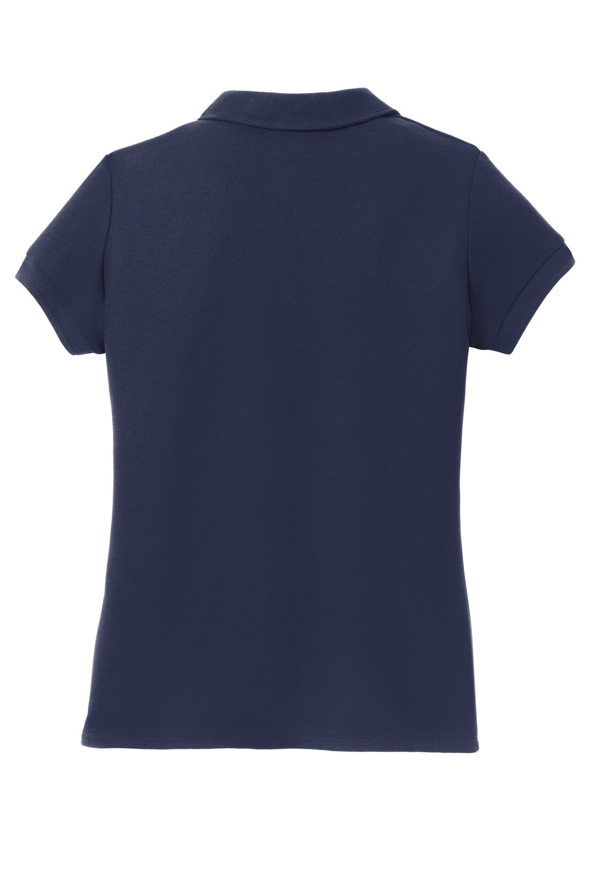 Rear View of Navy Port Authority Girls Silk Touch Peter Pan Collar Polo. YG503