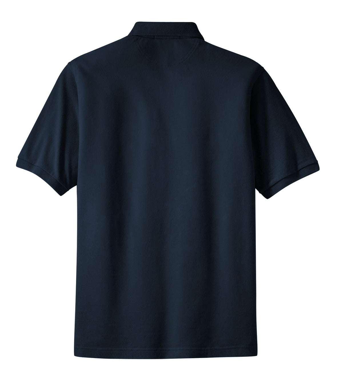Rear View of Navy Port Authority Heavyweight Cotton Pique Polo with Pocket. K420P